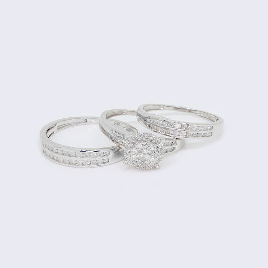 14K 1CT White Gold Diamond Trio Set