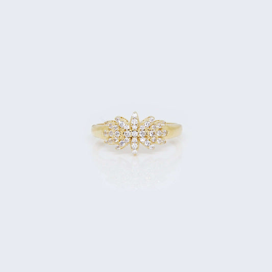 14K Gold Flower Snow with Cubic Zirconia Ring