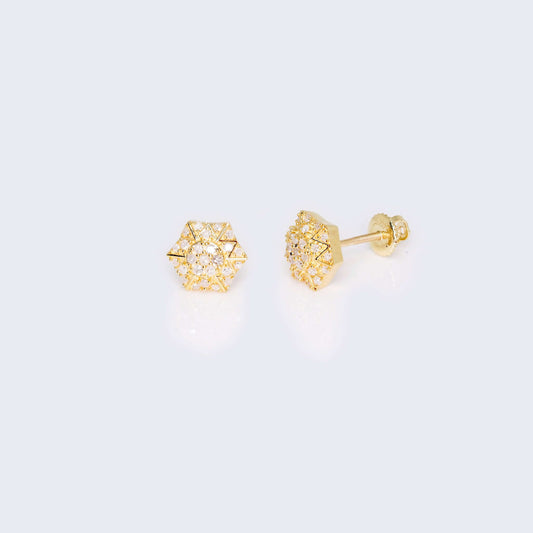 14K Gold Pentagon Design 0.26 CTW Diamond Earrings