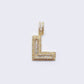 14K "L" Cubic Zirconia Initial Gold 3D Look Charm