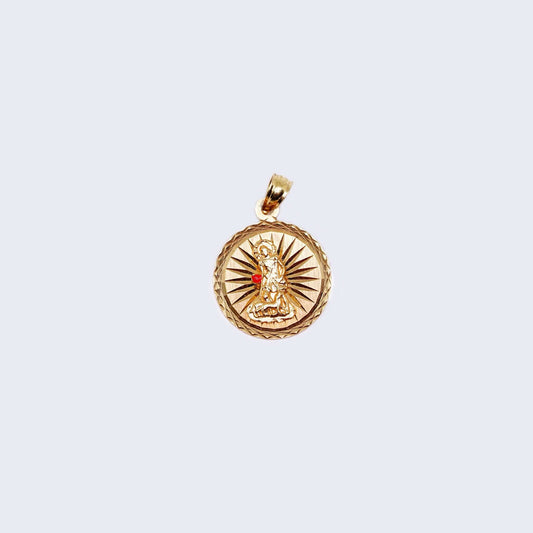 14K Gold Round Saint Lazarus Pendant Charm