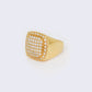 10K Mens Round 1.6ct Diamond Rectangle Cluster Ring