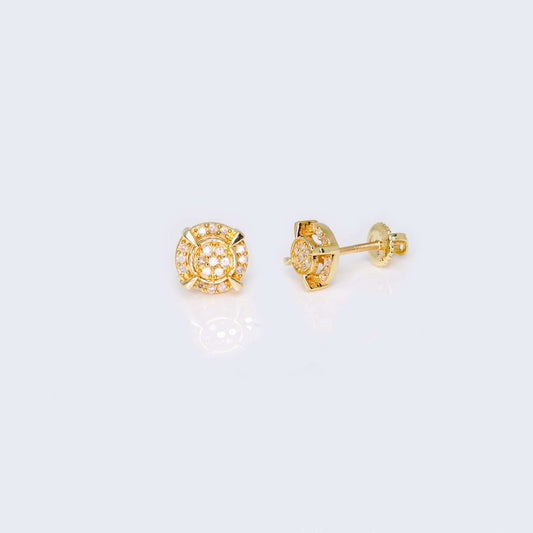 14K Gold Round Design 0.17 CTW Diamond Earrings