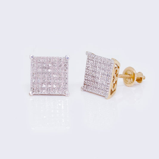 10K Multi-Diamond 0.3ct Square Stud Earrings