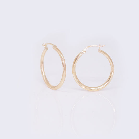 14K Classic Plain Hoops 15mm/20mm/25mm 2mm Thickness