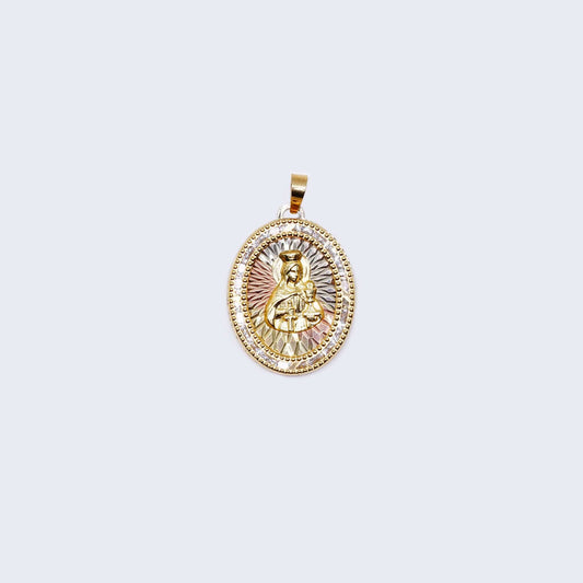 10K Gold Saint Barbara with Cubic Zirconia Stones Pendant Charm