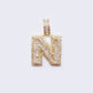 14K Cubic Zirconia "N" Initial Gold 3D Look Charm