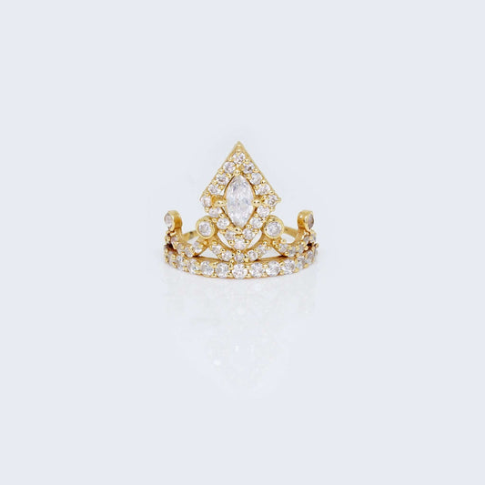 14K Gold Tiara Ring with Cubic Zirconia Stones