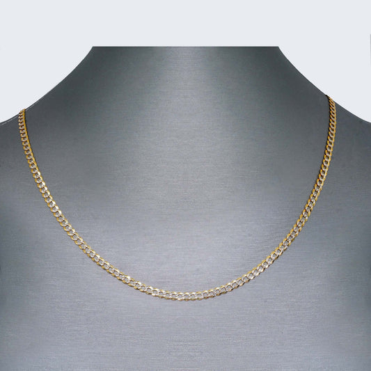 14K 2TONE SOLID CURB CUBAN CHAIN