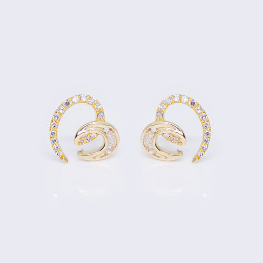 14K Swirls Heart 0.21ct Diamond Earrings