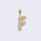 14K Cubic Zirconia "F" Initial Gold 3D Look Charm