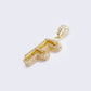 14K "F" Cubic Zirconia Initial Gold 3D Look Charm