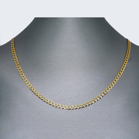 14K YELLOW SOLID CURB CUBAN CHAIN