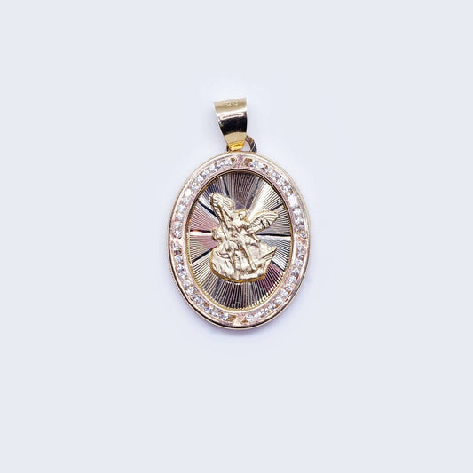 14K Archangel Gabriel Cubic Zirconia Pendant Charm