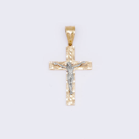 14K Gold Diamond Cut Classic Crucifix Pendant