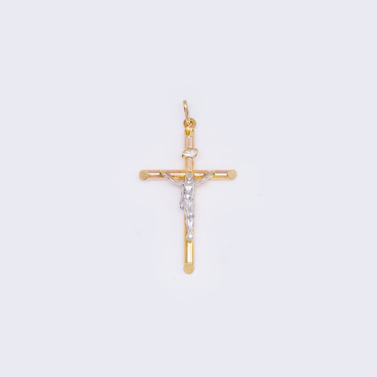 10K Two-Tone Gold Crucifix Pendant