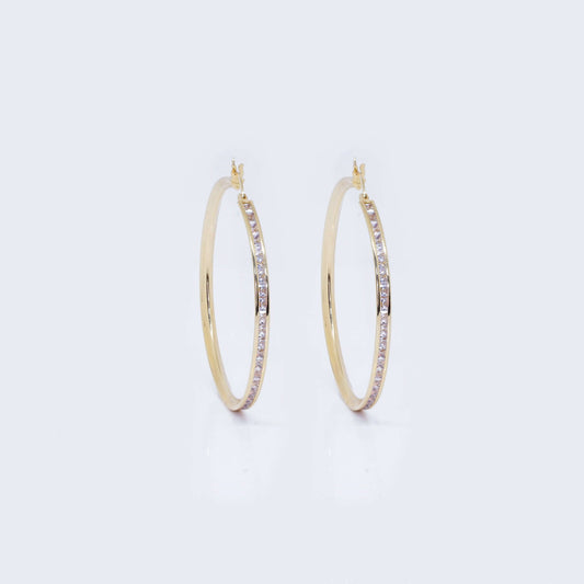 14K Gold Hoop Cubic Zirconia Zirconia Earrings