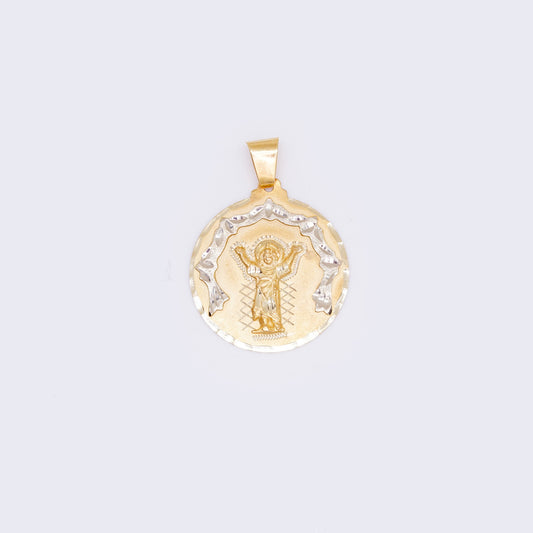 14K Two-Tone Divine Child Child Medallion Charm