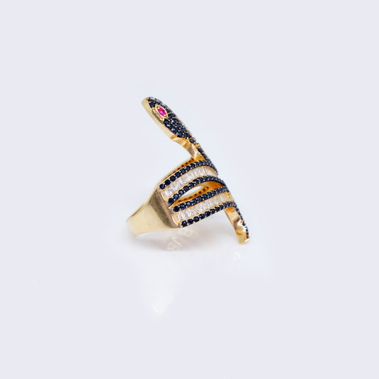 14K Multi Colors Cubic Zirconia Snake Cocktail Ring