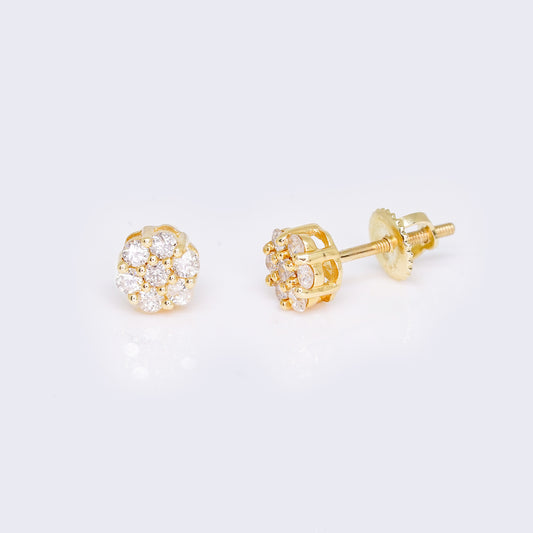 14K Flower Cluster 0.3ct Diamond Stud Earrings