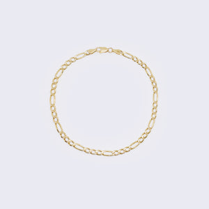 14K Yellow Gold Figaro Chain Ankle Bracelet 9.25" 3.5mm Thickness