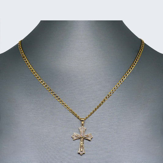 10K Gold Cross Necklace Set