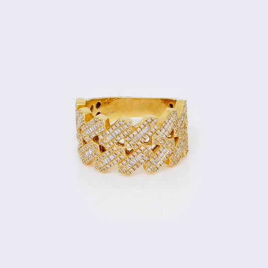 14K 1.03ct Diamond Cuban Square Band