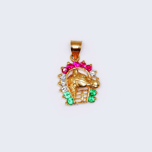 14K Gold Horse with Colorful Gems