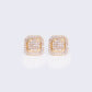 14K Micro Pave Square Cluster 0.44ct Diamond Stud