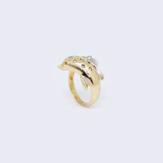 14K Cubic Zirconia Dolphin Ring