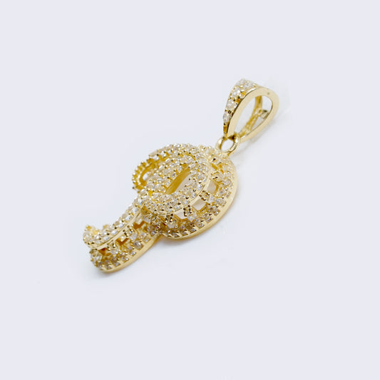 14K Cubic Zirconia "P" Initial Gold 3D Look Charm