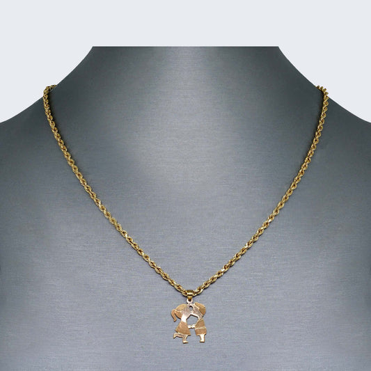 10K Gold Kissing Couple Necklace Set