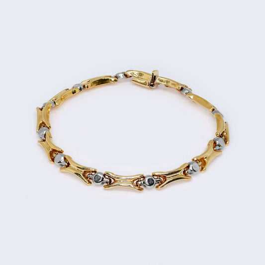 14K Gold Two Tones X Link Chain Bracelet