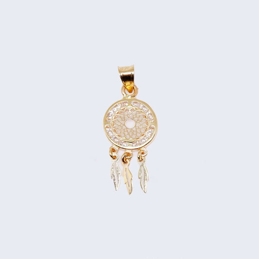 14K Gold Nightmare Catcher Pendant Charm