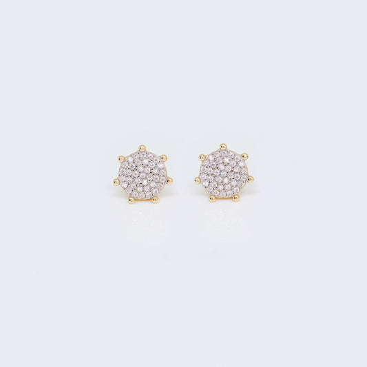 14K Micro Pave Crown Cubic Zirconia Stud Earrings