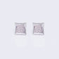 14K White Princess Cut 0.06ct Diamond Stud Earrings