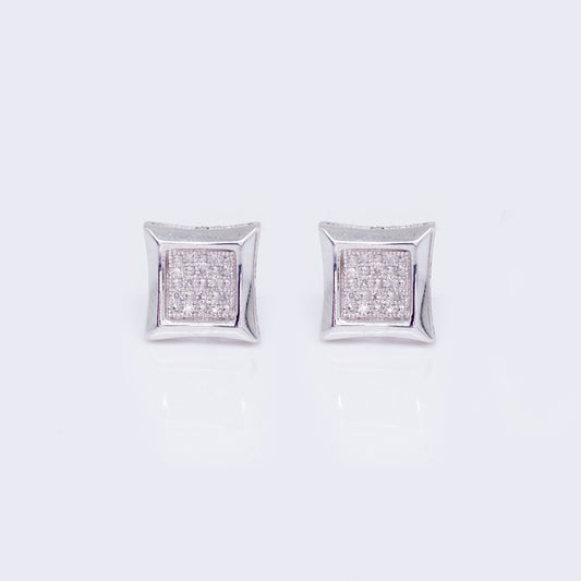 14K White Princess Cut 0.06ct Diamond Stud Earrings