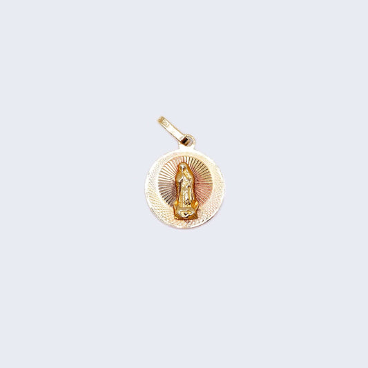 14K Three tones Gold Virgen de Guadalupe Pendant Charm