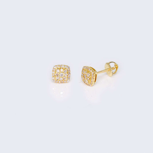 14K Gold Square Design 0.25 CTW Diamond Earrings