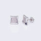 14K White Princess Cut 0.06ct Diamond Stud Earrings