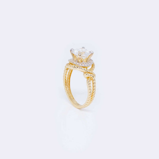 14K Twisted Design Engagement Ring with Cubic Zirconia