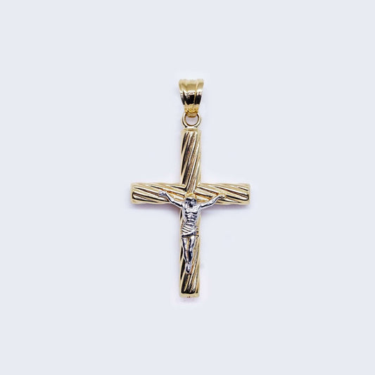 14K Christ In Twisted Cross Pendant Charm