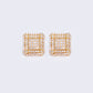 14K Double-Layered Square Pave 0.26ct Diamond Stud Earrings