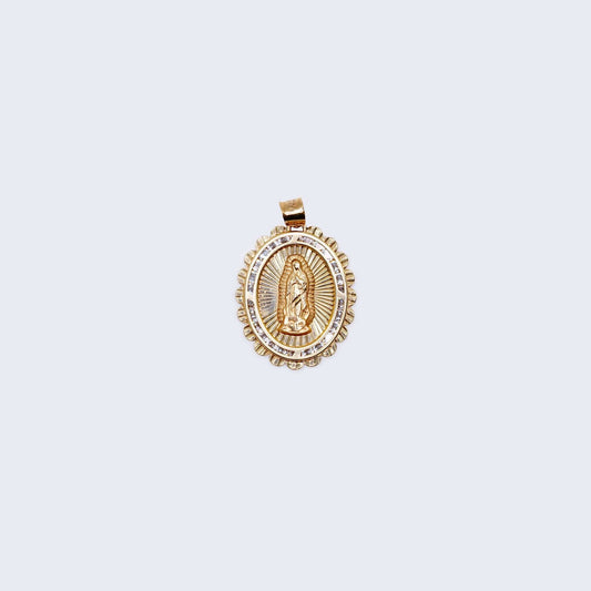 10K Gold Virgen de Guadalupe with Cubic Zirconia Stones Pendant Charm