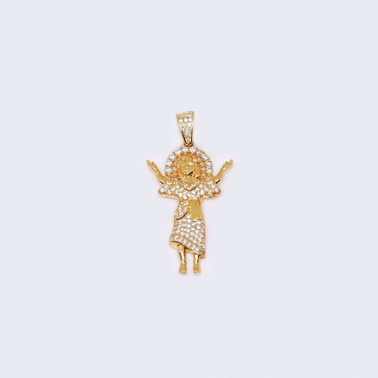 14K Gold Baby Jesus Cubic Zirconia Charm Pendant