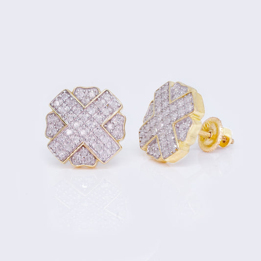 10K Clover Closs 0.4ct Diamond Stud Earrings
