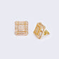 14K Double-Layered Square Pave 0.26ct Diamond Stud Earrings