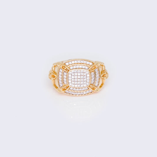 14K Cubic Zirconia Cluster Square Men's Ring