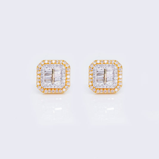 14K Baguette 0.47ct Diamond Stud Earrings