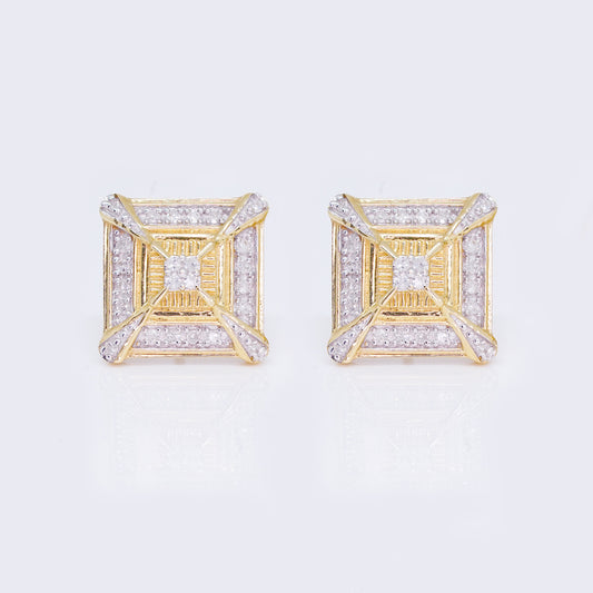 10K 0.35ct Diamond Vintage-Style Frame Stud Earrings